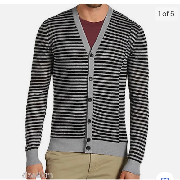 Theory Black and Grey Striped Goldsmith S Refinery Cardigan M - Picture 4 of 14